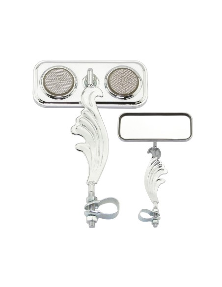 Rectangle Wing Mirror Chrome Right Black Reflectors.